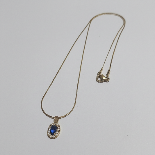 Sapphire Oval Halo Necklace