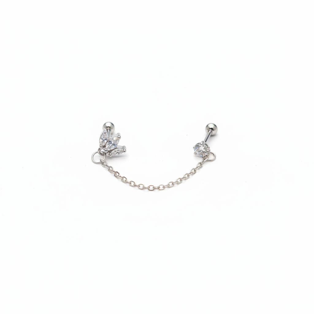 Silver Cartilage Chain Earring