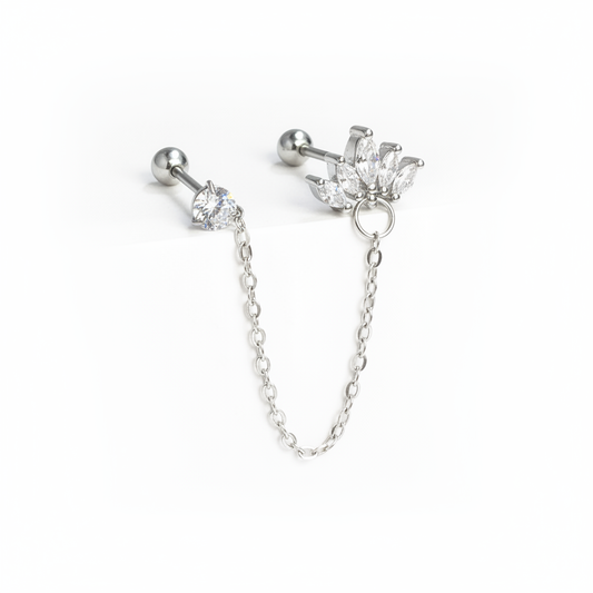 Silver Cartilage Chain Earring