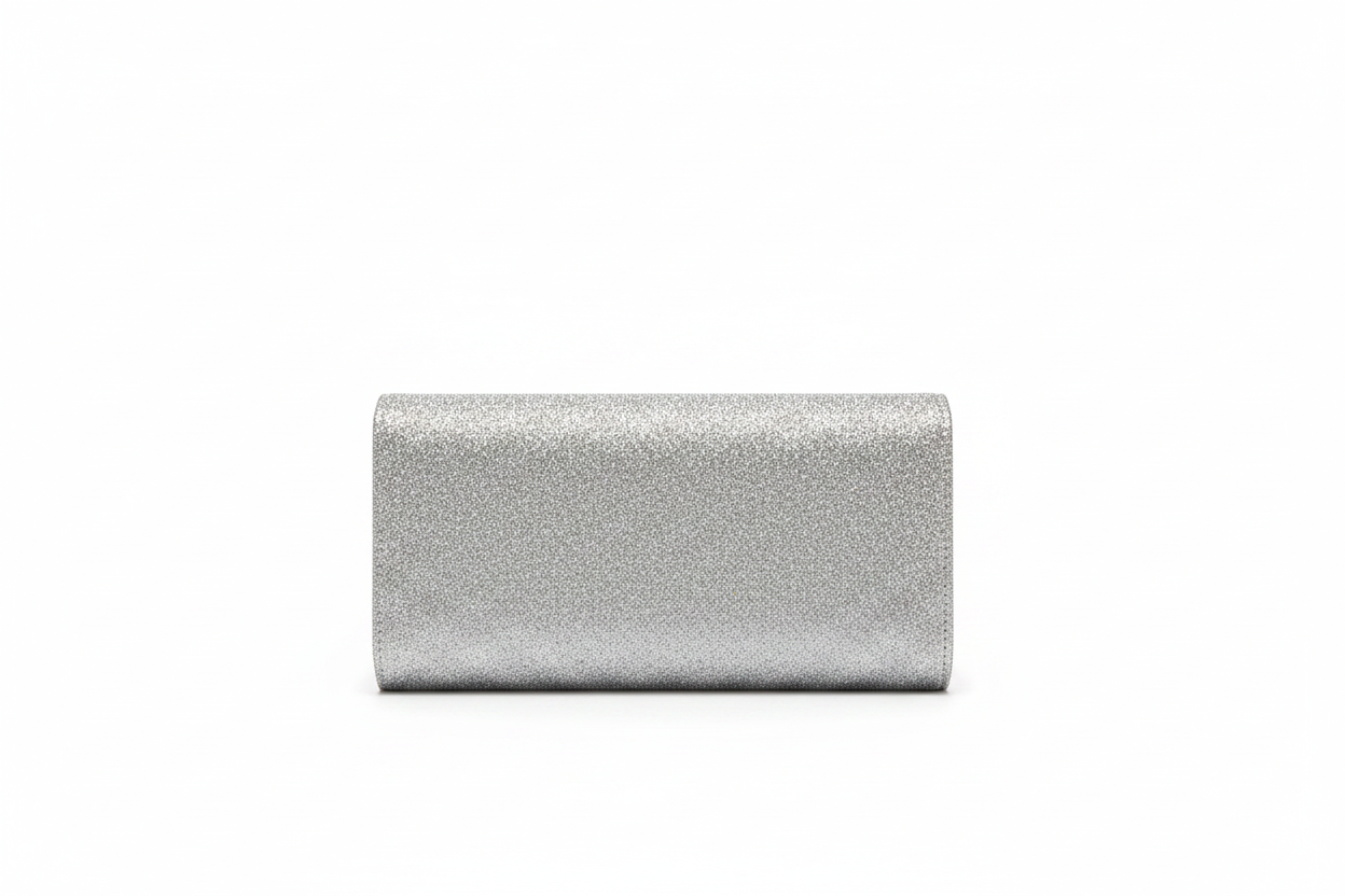 Silver Glitter Clutch Back