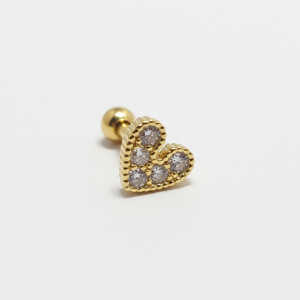 Solid Heart CZ Stud
