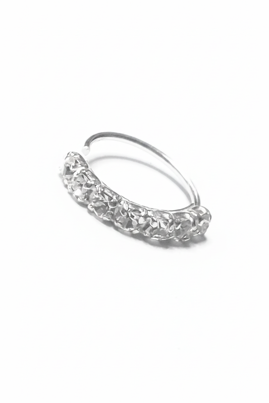 Sterling Silver Crystal Hoop Piercing Ring 8mm - White Background