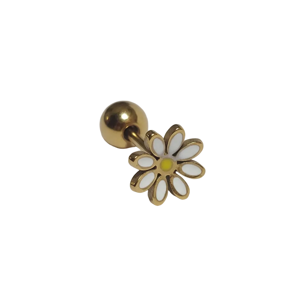 White Daisy Enamel Stud