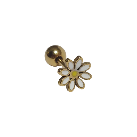 White Daisy Enamel Stud
