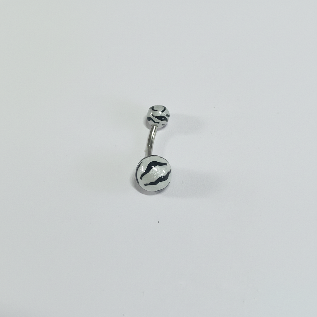 White Zebra Belly Ring